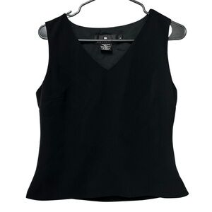 Donna Gray Classic Black V-Neck Tank Top, Size 8
